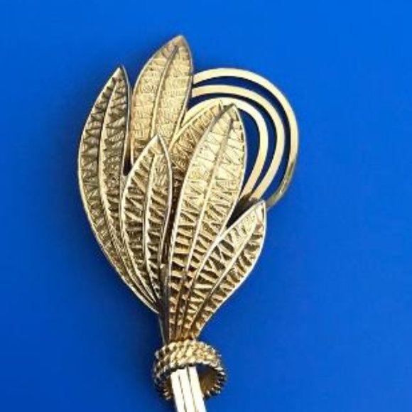 Vintage CoroCraft Gold-Tone Wheat Sheaf Brooch - Picture 2 of 6